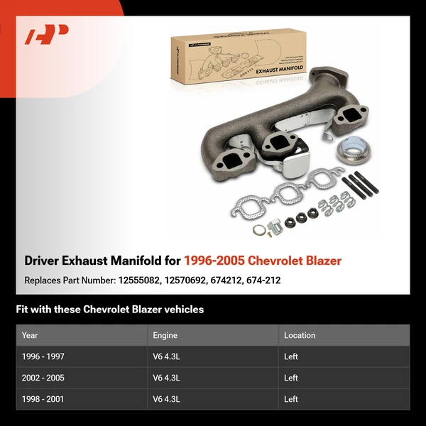 Driver Exhaust Manifold for 1996-2005 Chevrolet Blazer