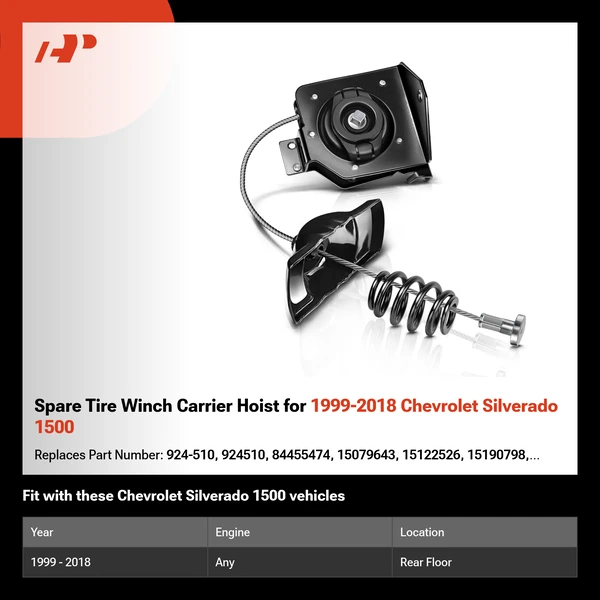 Spare Tire Winch Carrier Hoist for 1999-2018 Chevrolet Silverado 1500