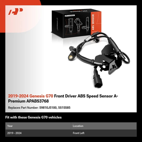 2019-2024 Genesis G70 Front Driver ABS Speed Sensor A-Premium APABS3768