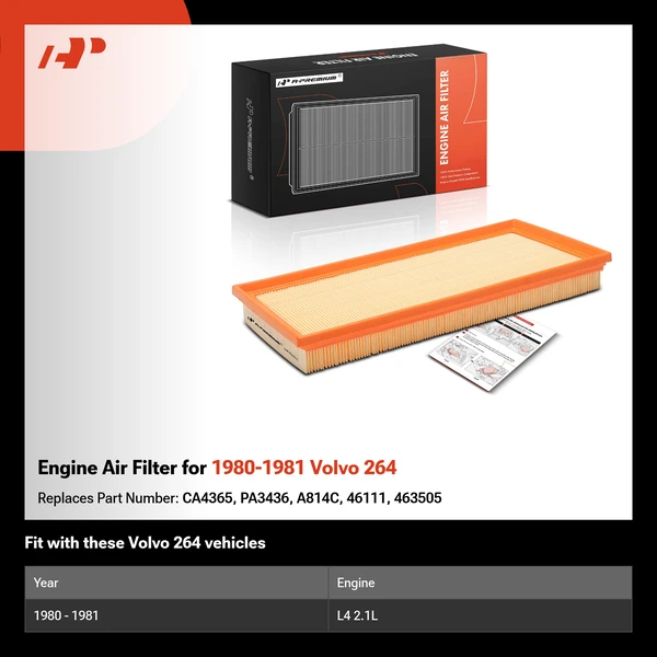 Engine Air Filter for 1980-1981 Volvo 264