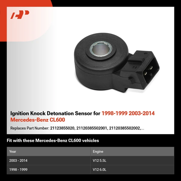 Ignition Knock Detonation Sensor for 1998-1999 2003-2014 Mercedes-Benz CL600