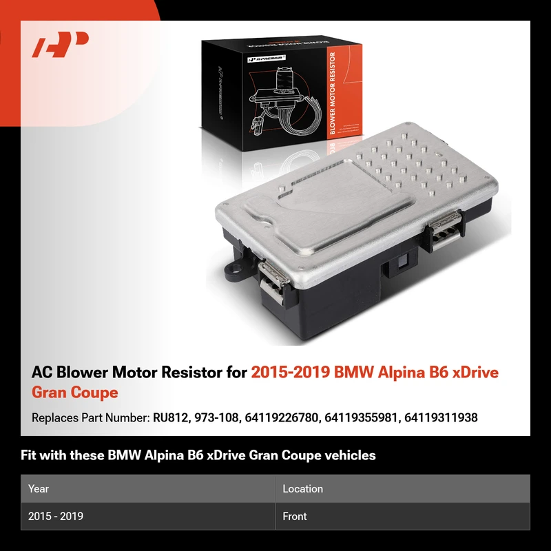 AC Blower Motor Resistor for 2015-2019 BMW Alpina B6 xDrive Gran Coupe
