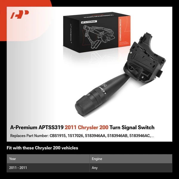 A-Premium APTSS319 2011 Chrysler 200 Turn Signal Switch