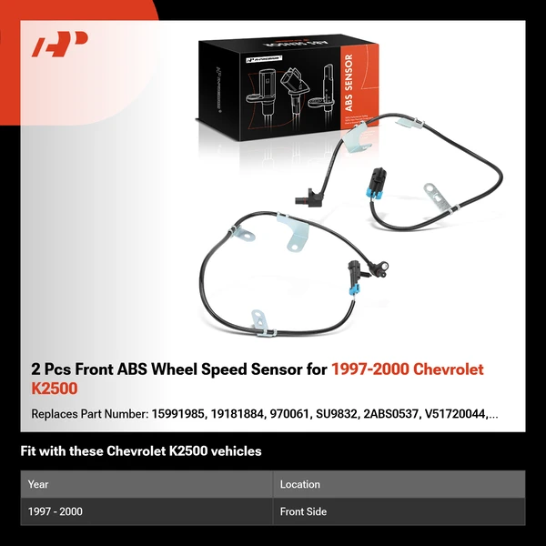 2 Pcs Front ABS Wheel Speed Sensor for 1997-2000 Chevrolet K2500