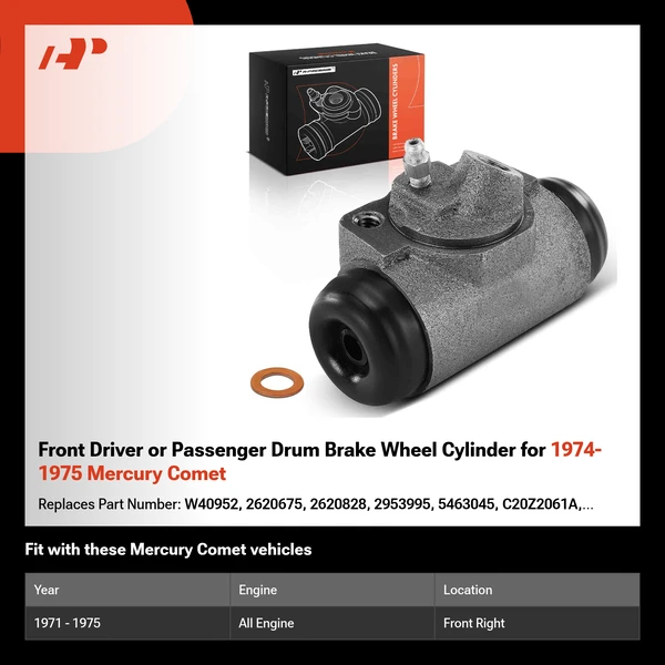 Front Driver or Passenger Drum Brake Wheel Cylinder for 1974-1975 Mercury Comet