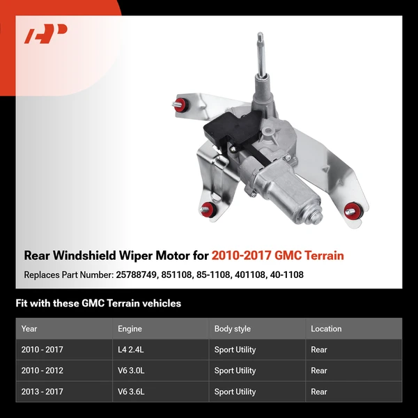 Rear Windshield Wiper Motor for 2010-2017 GMC Terrain