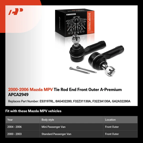 2000-2006 Mazda MPV Tie Rod End Front Outer A-Premium APCA2949
