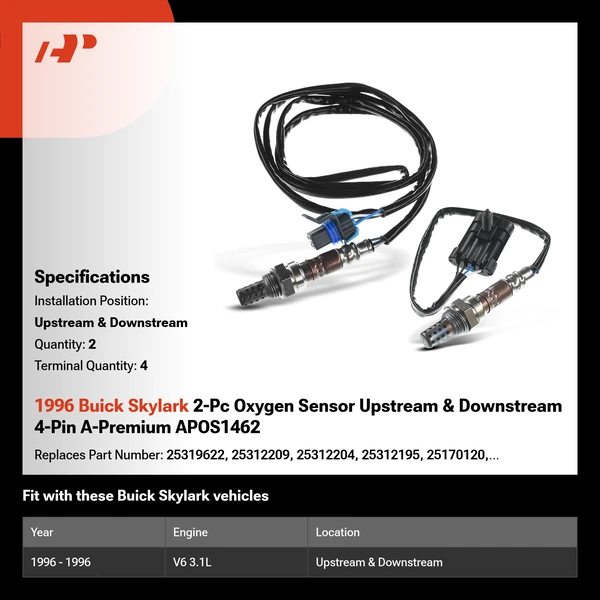 1996 Buick Skylark 2-Pc Oxygen Sensor Upstream & Downstream 4-Pin A-Premium APOS1462
