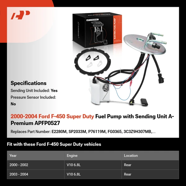 2000-2004 Ford F-450 Super Duty Fuel Pump with Sending Unit A-Premium APFP0527