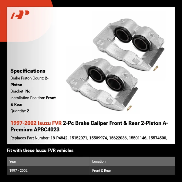 1997-2002 Isuzu FVR 2-Pc Brake Caliper Front & Rear 2-Piston A-Premium APBC4023