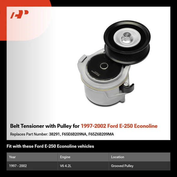 Belt Tensioner with Pulley for 1997-2002 Ford E-250 Econoline