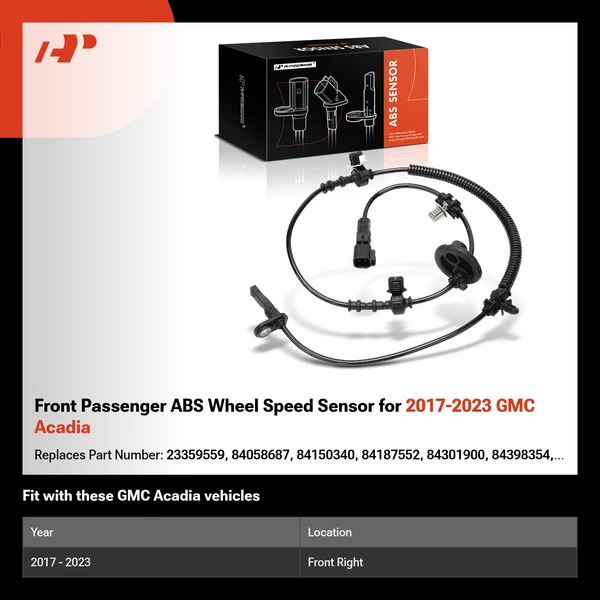 Front Passenger ABS Wheel Speed Sensor for 2017-2023 GMC Acadia