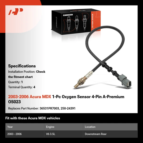 2003-2006 Acura MDX 1-Pc Oxygen Sensor 4-Pin A-Premium OS023