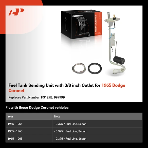 Fuel Tank Sending Unit with 3/8 inch Outlet for 1965 Dodge Coronet