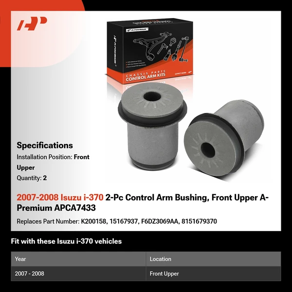 2007-2008 Isuzu i-370 2-Pc Control Arm Bushing, Front Upper A-Premium APCA7433