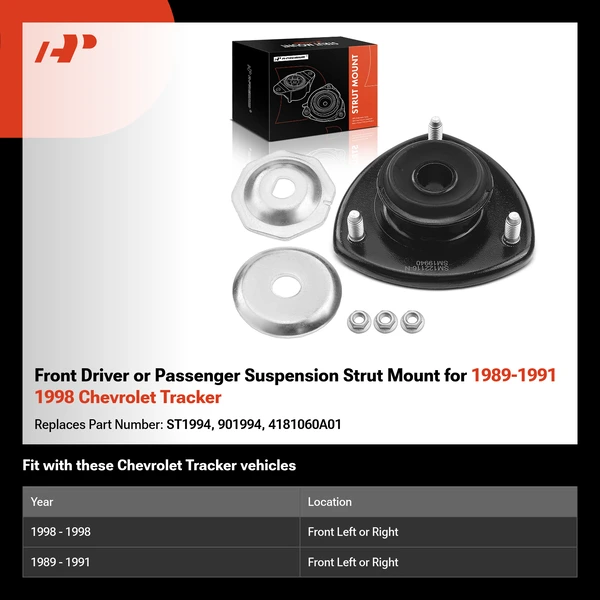 Front Driver or Passenger Suspension Strut Mount for 1989-1991 1998 Chevrolet Tracker