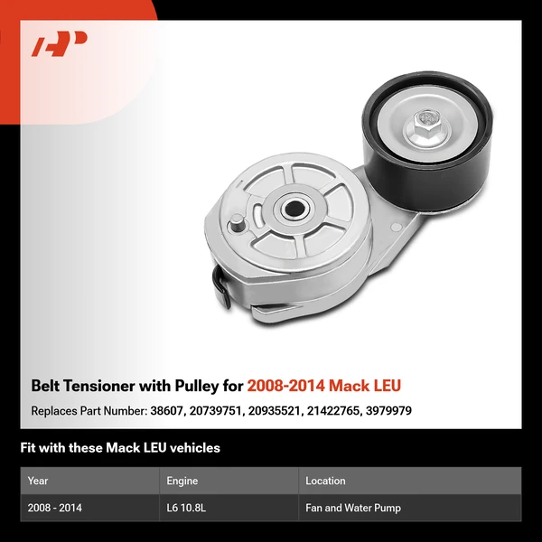 Belt Tensioner with Pulley for 2008-2014 Mack LEU