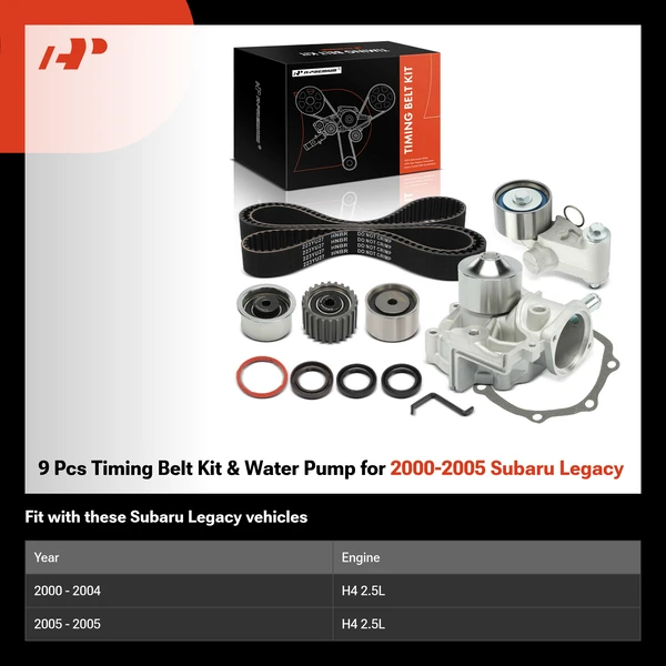 9 Pcs Timing Belt Kit & Water Pump for 2000-2005 Subaru Legacy