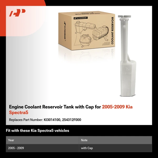 Engine Coolant Reservoir Tank with Cap for 2005-2009 Kia Spectra5