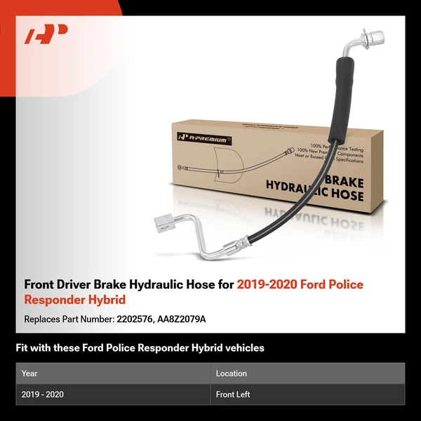 Front Driver Brake Hydraulic Hose for 2019-2020 Ford Police Responder Hybrid