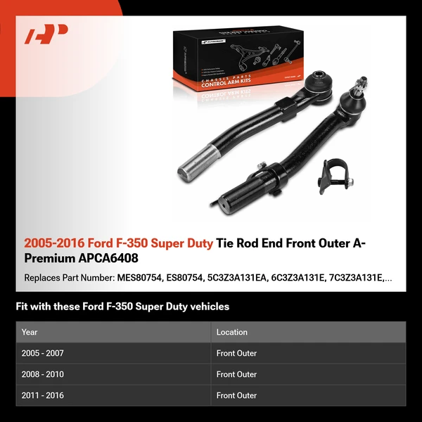 2005-2016 Ford F-350 Super Duty Tie Rod End Front Outer A-Premium APCA6408