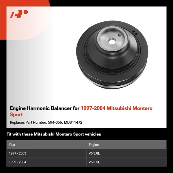 Engine Harmonic Balancer for 1997-2004 Mitsubishi Montero Sport