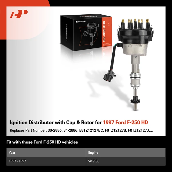 Ignition Distributor with Cap & Rotor for 1997 Ford F-250 HD