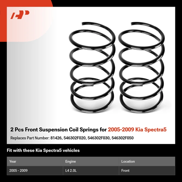 2 Pcs Front Suspension Coil Springs for 2005-2009 Kia Spectra5