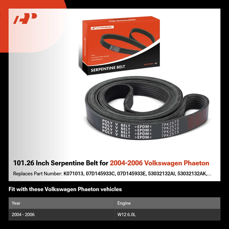 101.26 Inch Serpentine Belt for 2004-2006 Volkswagen Phaeton