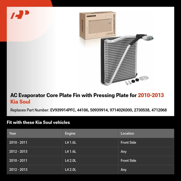 AC Evaporator Core Plate Fin with Pressing Plate for 2010-2013 Kia Soul