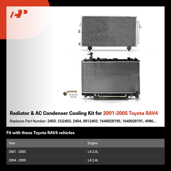 Radiator & AC Condenser Cooling Kit for 2001-2005 Toyota RAV4