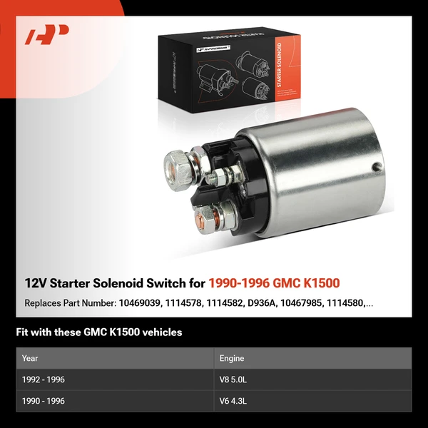 12V Starter Solenoid Switch for 1990-1996 GMC K1500