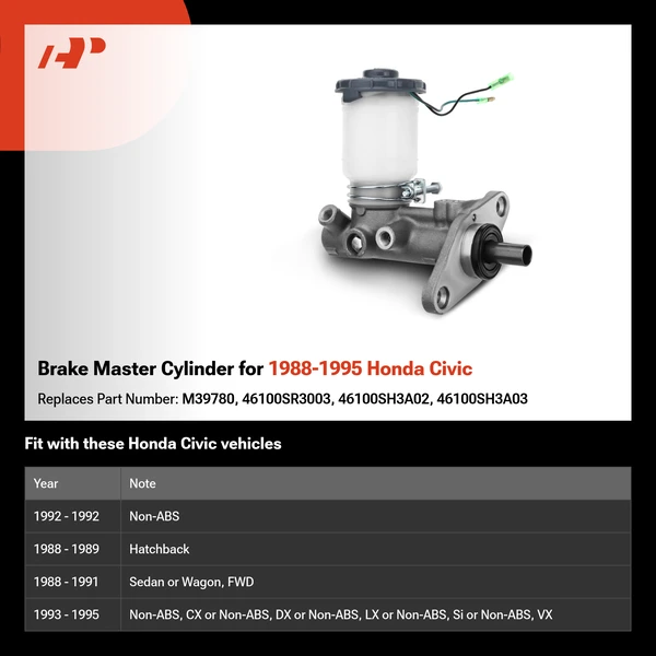 Brake Master Cylinder for 1988-1995 Honda Civic