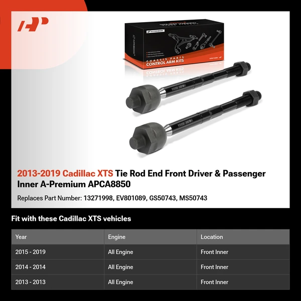 2013-2019 Cadillac XTS Tie Rod End Front Driver & Passenger Inner A-Premium APCA8850