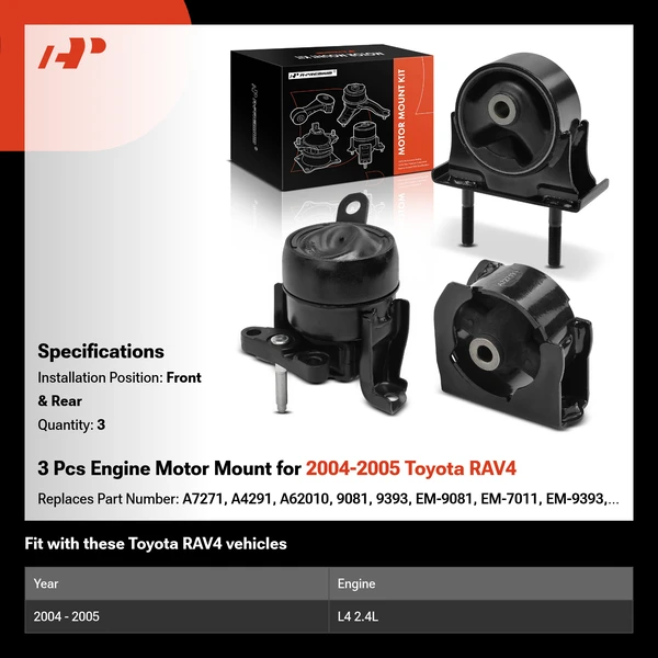 3 Pcs Engine Motor Mount for 2004-2005 Toyota RAV4