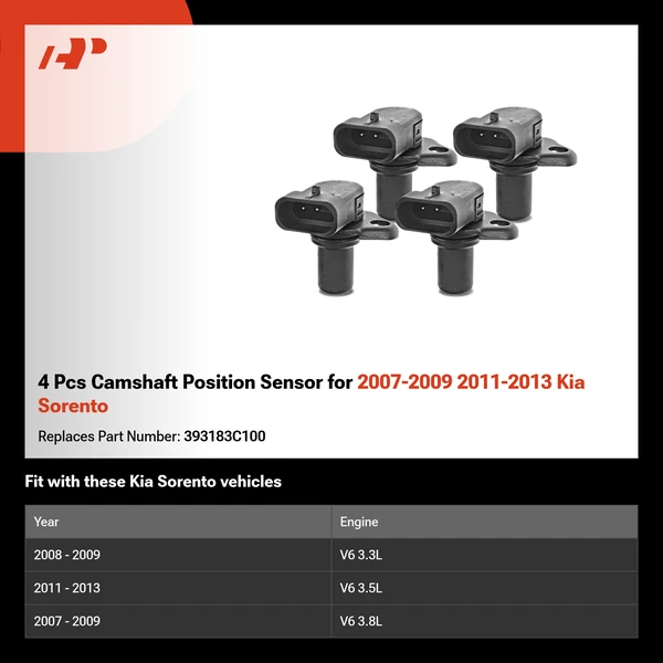 4 Pcs Camshaft Position Sensor for 2007-2009 2011-2013 Kia Sorento