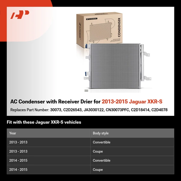AC Condenser with Receiver Drier for 2013-2015 Jaguar XKR-S