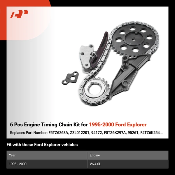 6 Pcs Engine Timing Chain Kit for 1995-2000 Ford Explorer