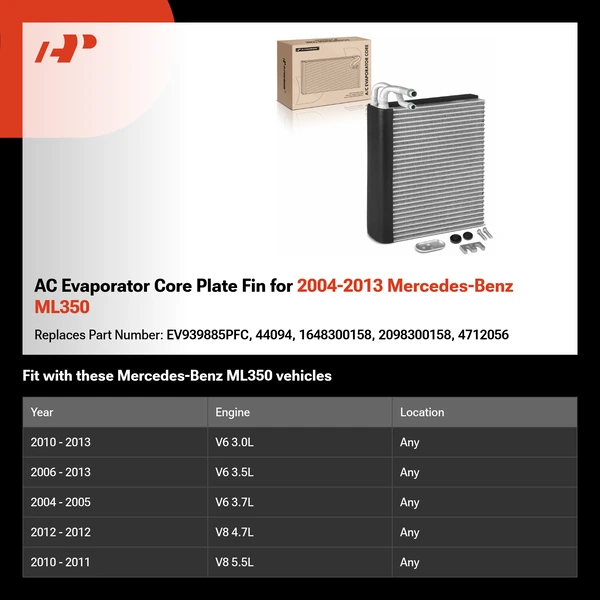 AC Evaporator Core Plate Fin for 2004-2013 Mercedes-Benz ML350