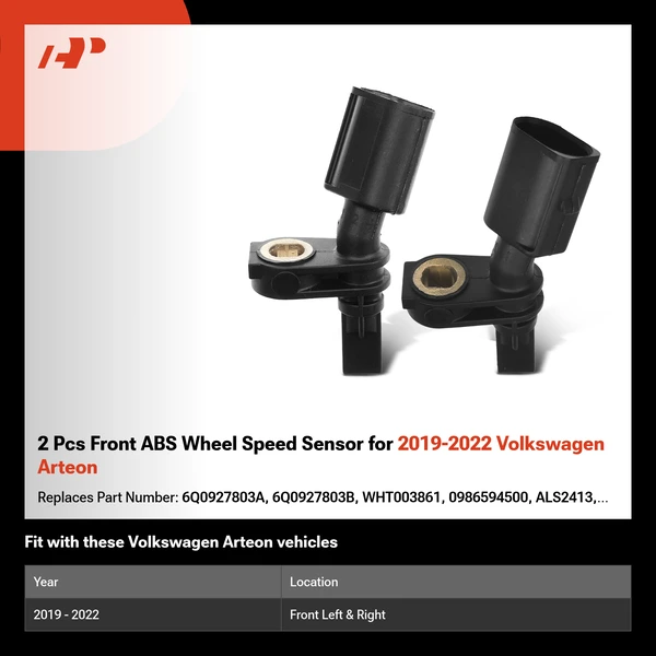 2 Pcs Front ABS Wheel Speed Sensor for 2019-2022 Volkswagen Arteon