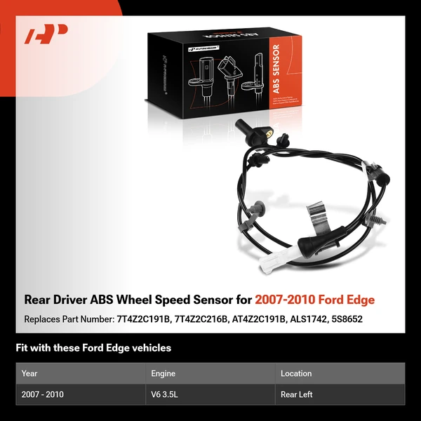 Rear Driver ABS Wheel Speed Sensor for 2007-2010 Ford Edge