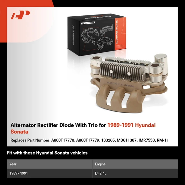 Alternator Rectifier Diode With Trio for 1989-1991 Hyundai Sonata