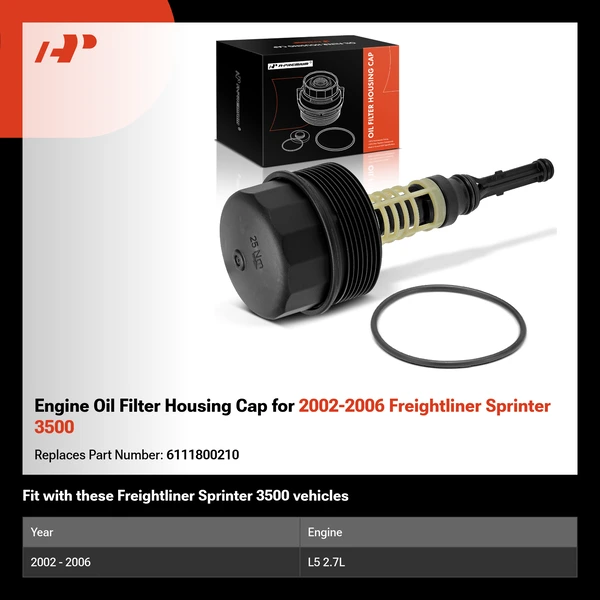 Engine Oil Filter Housing Cap for 2002-2006 Freightliner Sprinter 3500