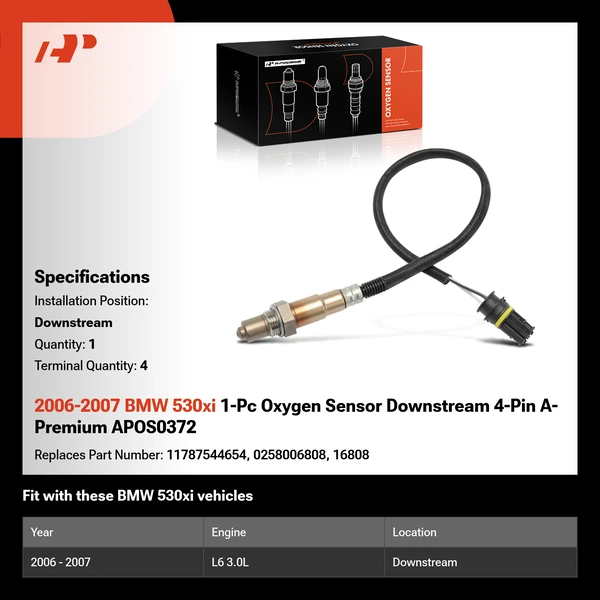 2006-2007 BMW 530xi 1-Pc Oxygen Sensor Downstream 4-Pin A-Premium APOS0372
