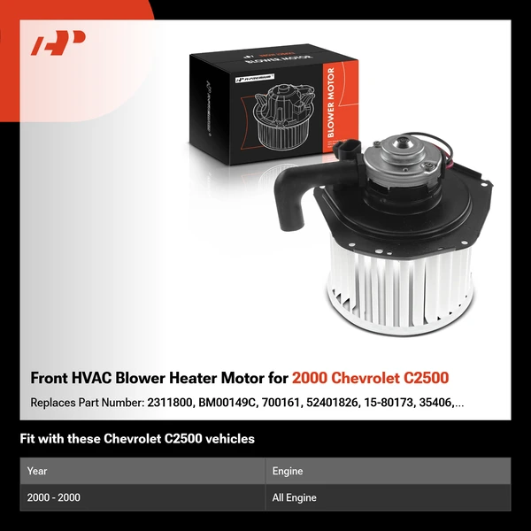 Front HVAC Blower Heater Motor for 2000 Chevrolet C2500