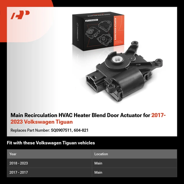 Main Recirculation HVAC Heater Blend Door Actuator for 2017-2023 Volkswagen Tiguan