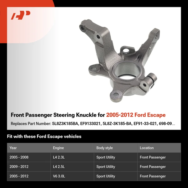 Front Passenger Steering Knuckle for 2005-2012 Ford Escape