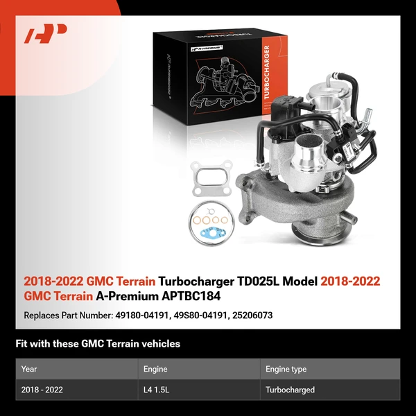 2018-2022 GMC Terrain Turbocharger TD025L Model 2018-2022 GMC Terrain A-Premium APTBC184