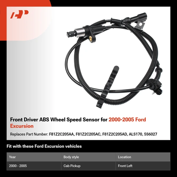 Front Driver ABS Wheel Speed Sensor for 2000-2005 Ford Excursion