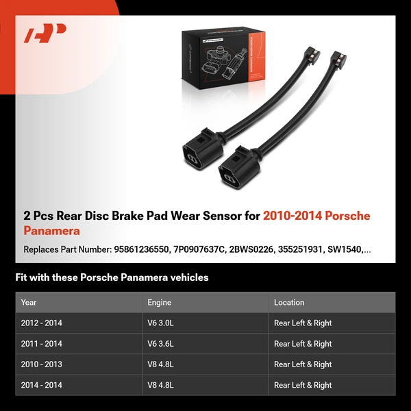 2 Pcs Rear Disc Brake Pad Wear Sensor for 2010-2014 Porsche Panamera